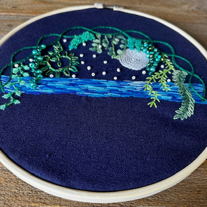 Blue Lagoon Embroidery Pattern with Embellishments