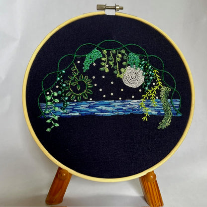 Blue Lagoon Embroidery Pattern with Embellishments