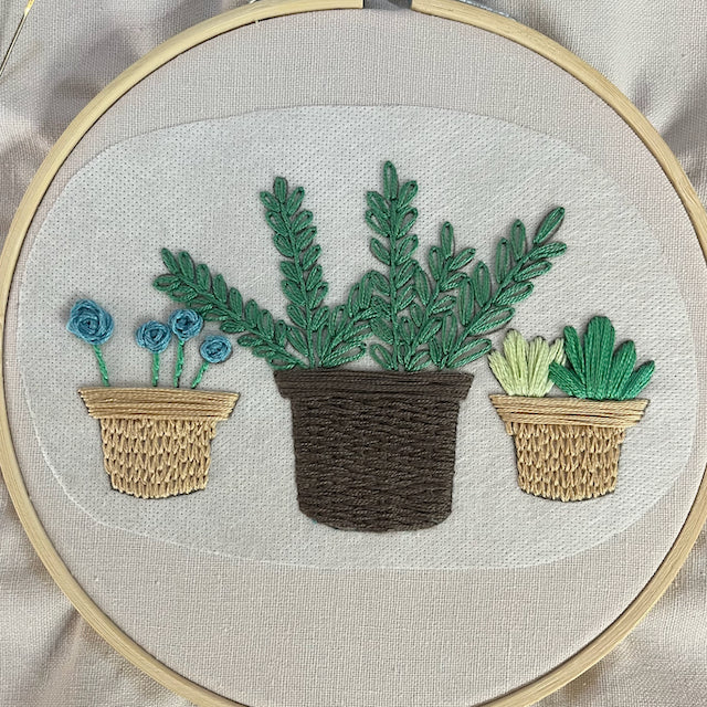 Three Happy Plants Embroidery Pattern