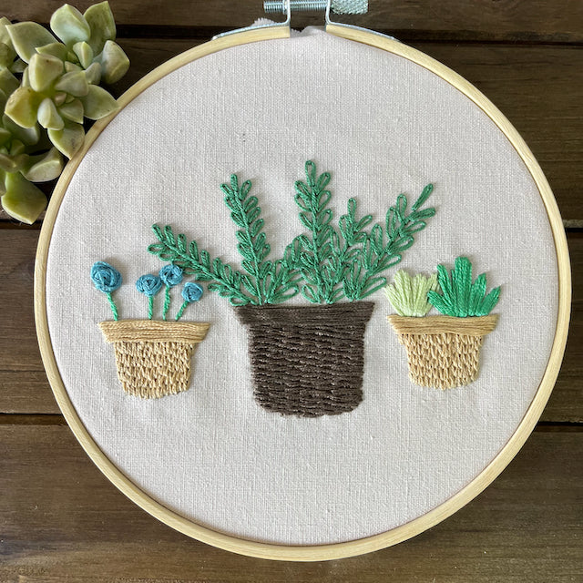 Three Happy Plants Embroidery Pattern