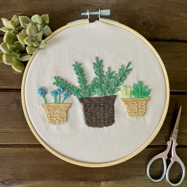 Three Happy Plants Embroidery Kit