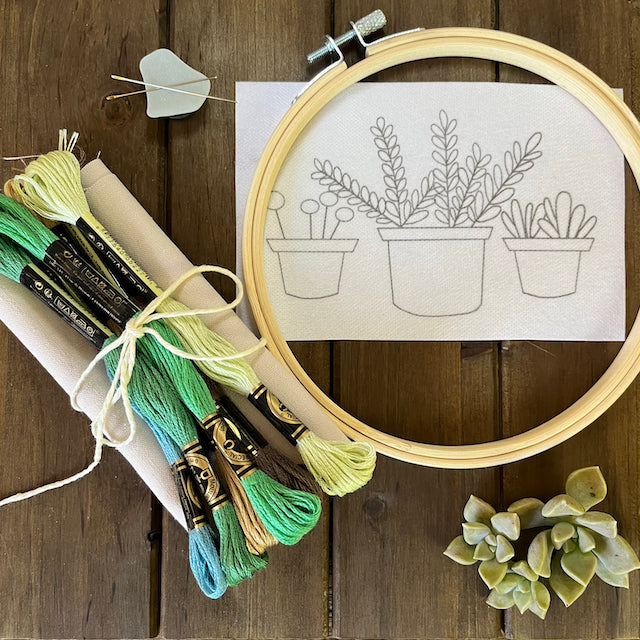 Three Happy Plants Embroidery Kit