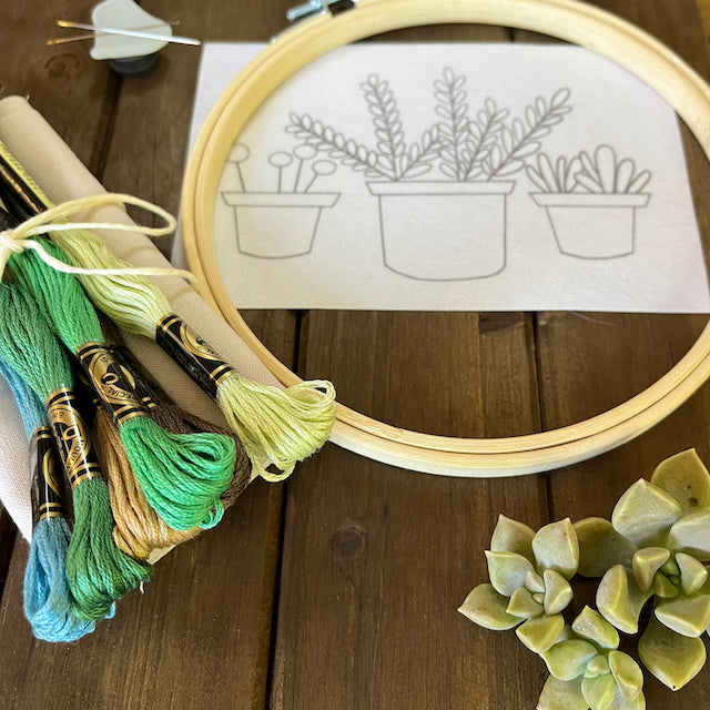 Three Happy Plants Embroidery Kit