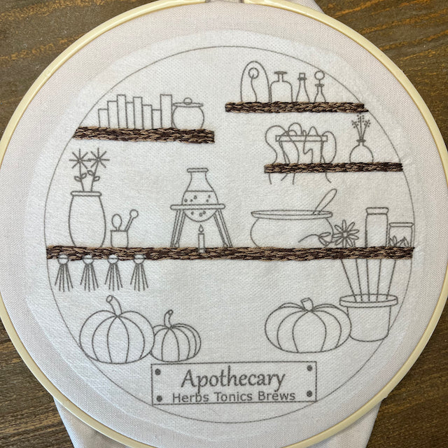 Apothecary Embroidery Design-Water Soluble Stabilizer Pattern-DIY Embroidery Pattern-Fall Embroidery