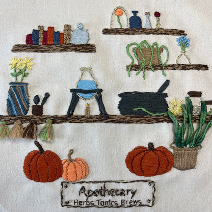 Apothecary Embroidery Design-Water Soluble Stabilizer Pattern-DIY Embroidery Pattern-Fall Embroidery