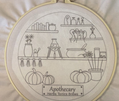 Apothecary Embroidery Design-Water Soluble Stabilizer Pattern-DIY Embroidery Pattern-Fall Embroidery